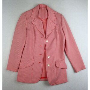VINTAGE 1970s RED & WHITE HOUNDSTOOTH  BLAZER JACKET - BODIN KNITS - SIZE S/M